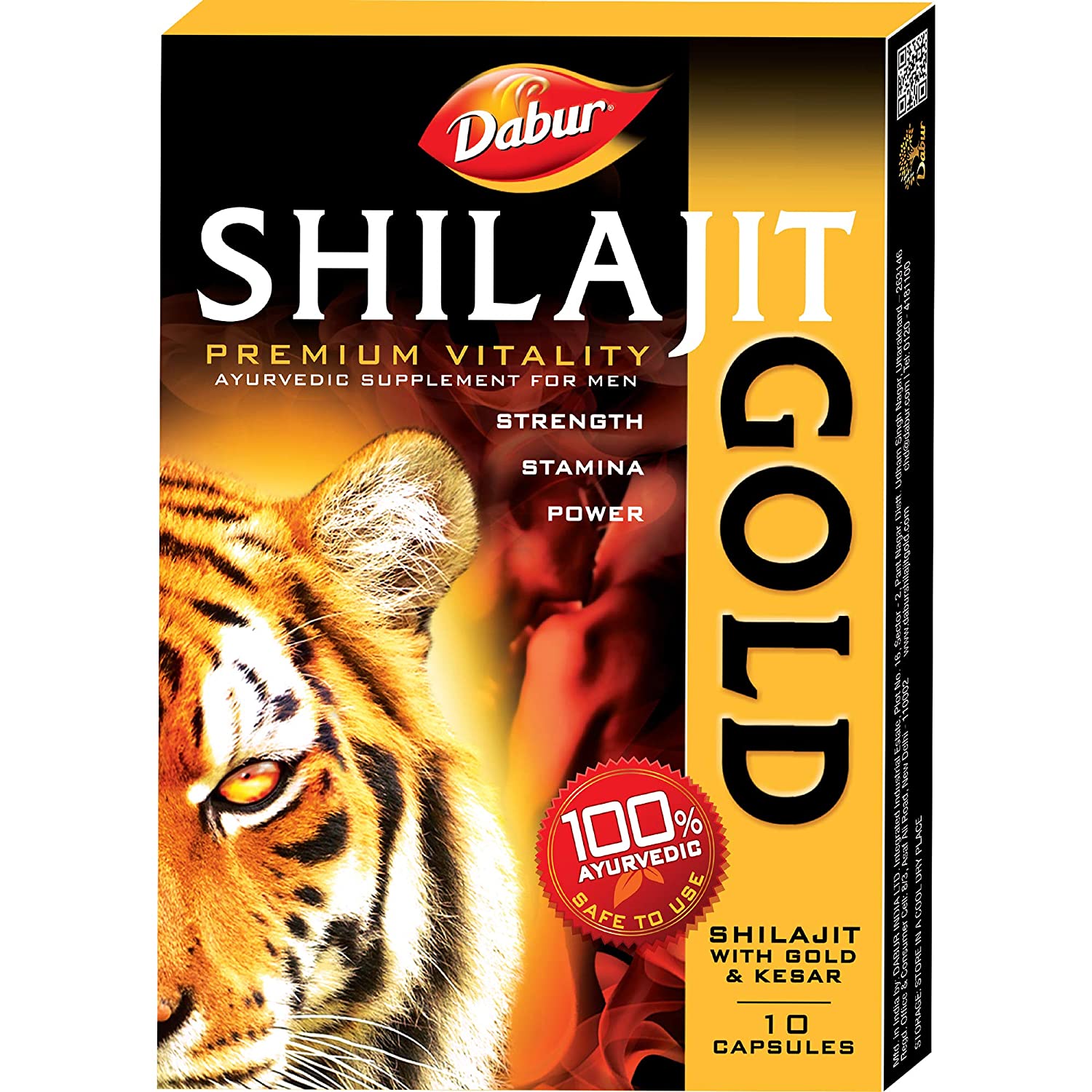 Dabur Shilajit Gold : 100 % Ayurvedic Capsules for Strength, Stamina and Power (10 capsules)